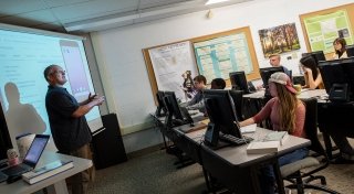 Faculty member teaching class